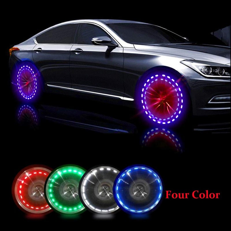 AOTOINK Car Wheel Tire Lights, 4Pcs Solar LED Car Wheel Nozzle Air Valve Cap Light with Motion Sensors Flash Colorful RGB Warning Decorative Neon LED for Cars Motorcycles Bicycles - Image 4